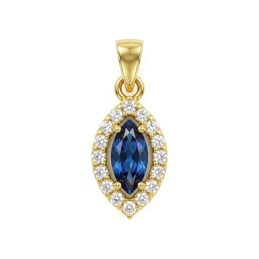 18K Gold Marquise-Shaped Halo Pendant