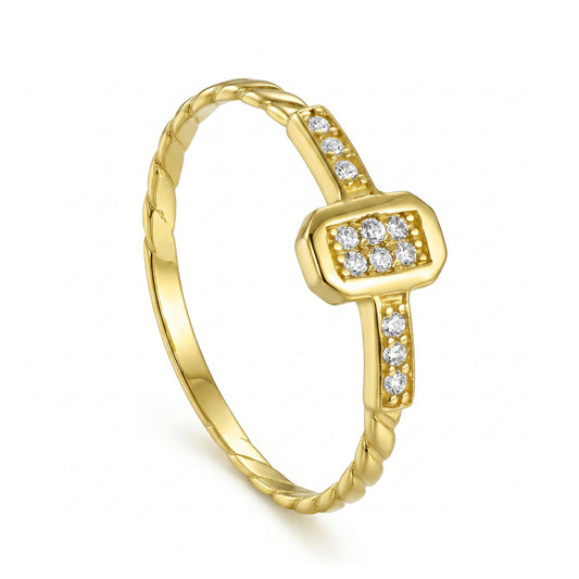 18K Gold Geometric Twisted Band Ring