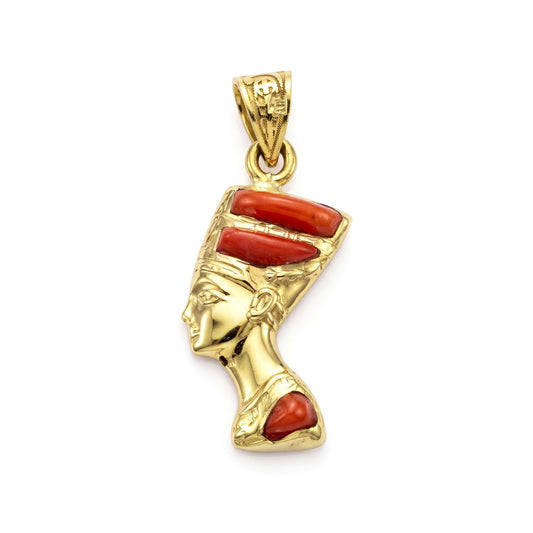 18K Gold Queen Nefertiti Bust Pendant
