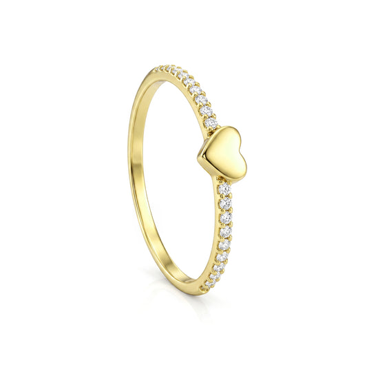 18K Gold Sweetheart Sparkle Pinky Ring