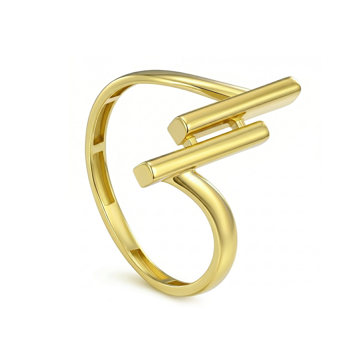 18K Gold Double Bar Statement Ring