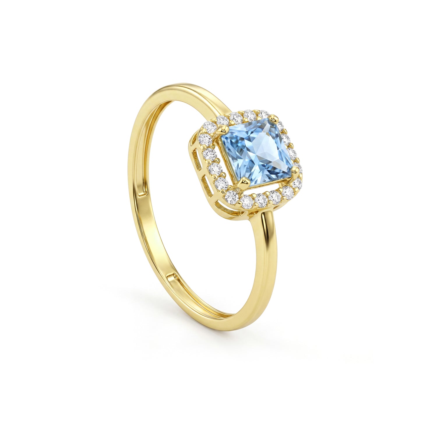 18K Gold Cushion-Cut Aquamarine