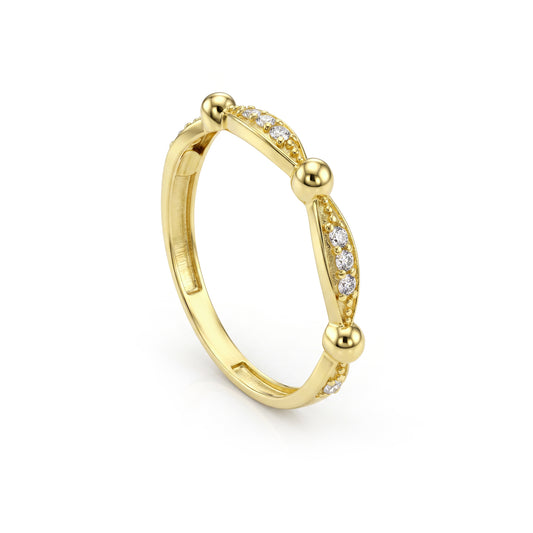 18K Gold Dainty Beaded Ring