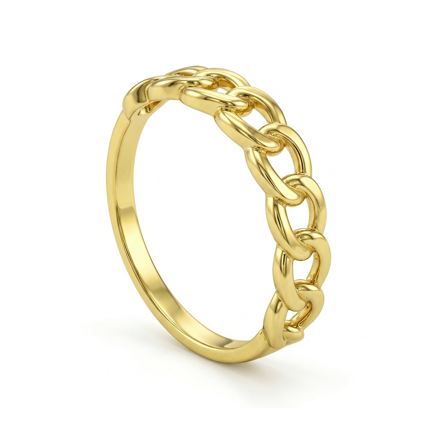 18K Gold Geometric Link Ring
