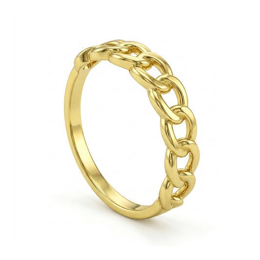 18K Gold Geometric Link Ring