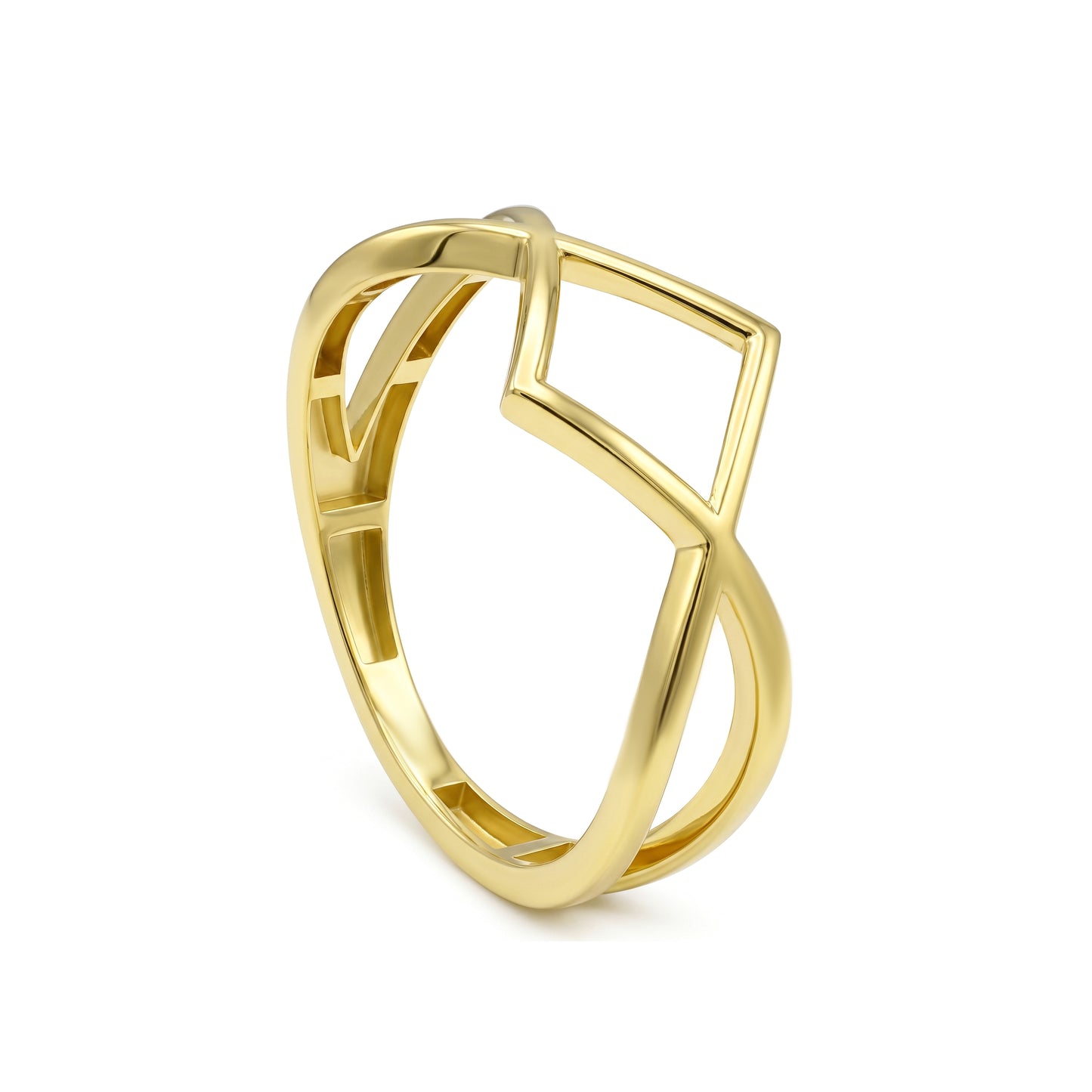 18K Gold Geometric Openwork Ring