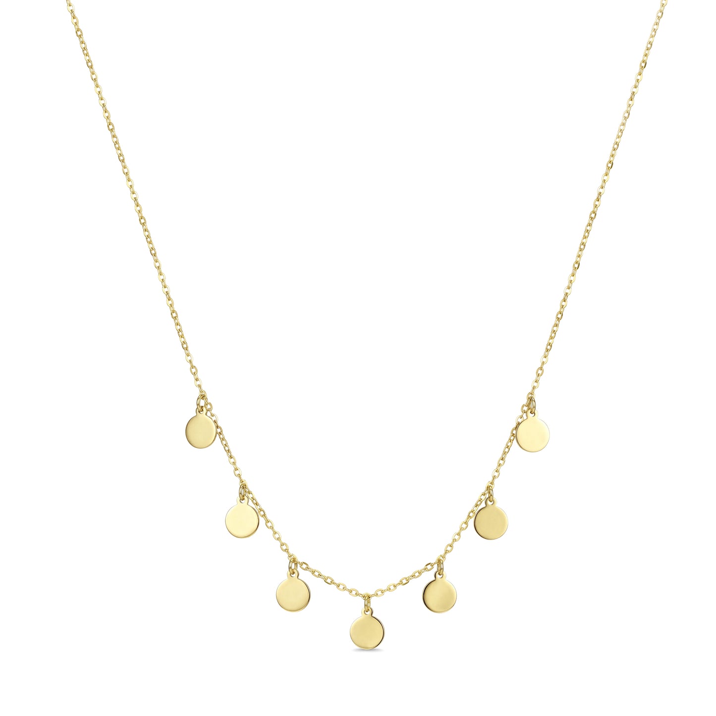 18K Solid Gold Multi-Disc Necklace