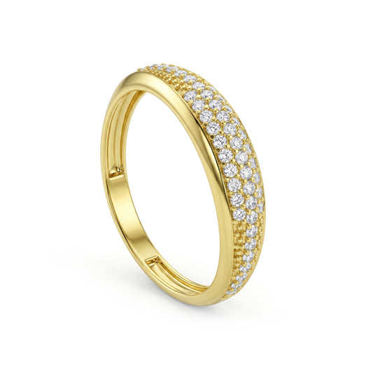 18K Gold Glimmer Gold & CZ Ring