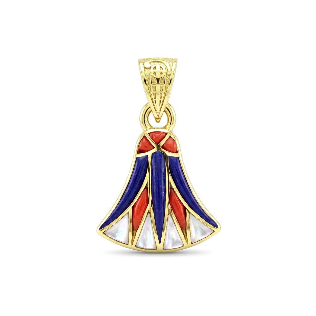 18K Gold Multicolor Lotus Flower Pendant