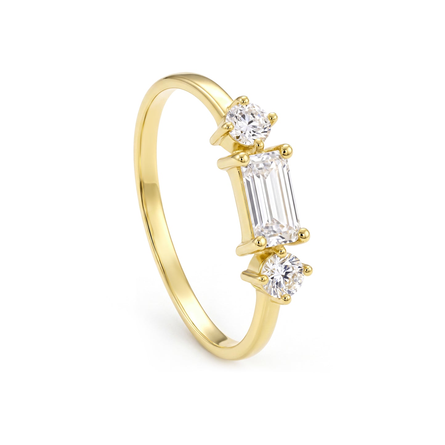 18K Gold Radiant Trio Zircon Pinky Ring