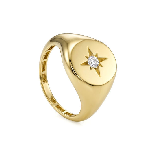 18K Gold Celestial North Star Pinky Ring
