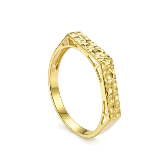 18K Gold Hammered Texture Band Ring