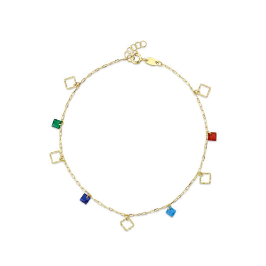 18k Gold Charm multicolor Anklet