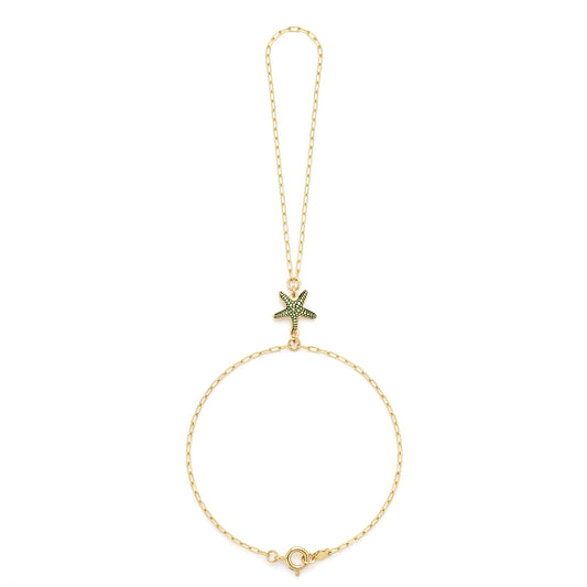 18K Gold Oceanic Starfish Enamel Hand Chain
