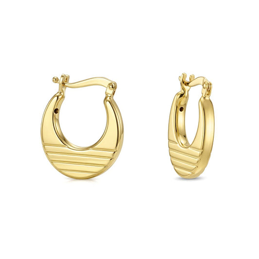 18K Gold Etched Detail Hoop Earrings