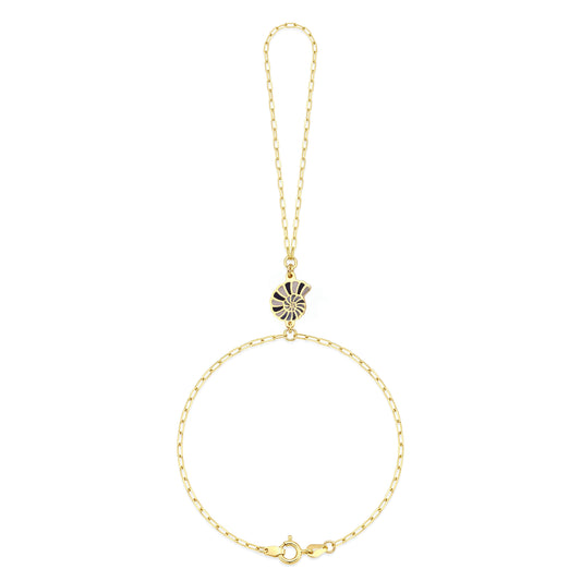 18K Gold Seaside Spiral Enamel Hand Chain