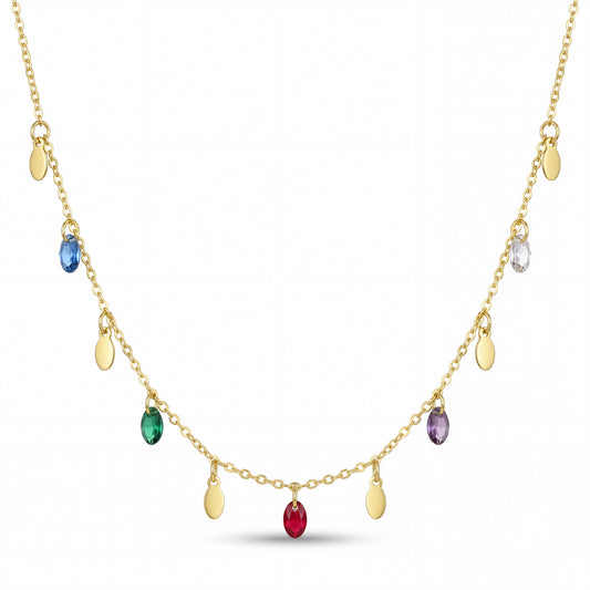 18K Solid Gold Multicolor Zircon Smooth