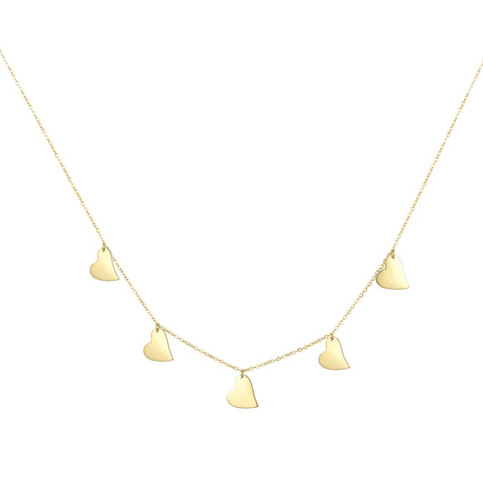 18K Gold Multi-Heart Charm Necklace