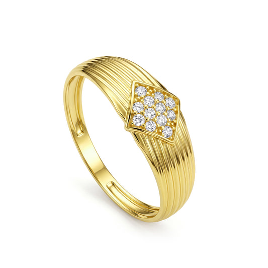 18K Gold Mini Ribbed Band
