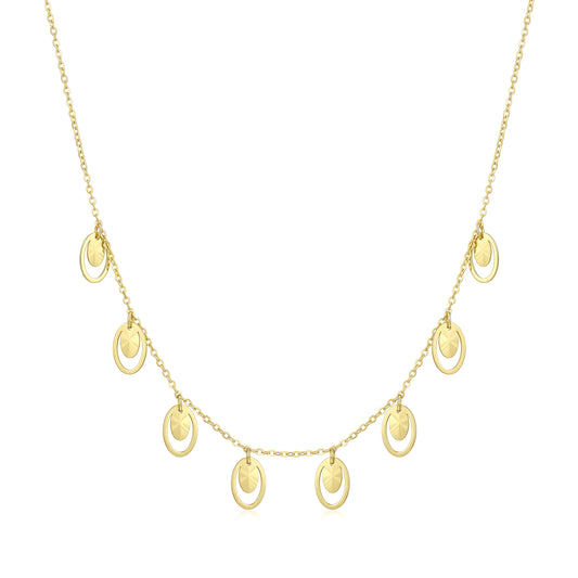 18K Solid Gold Diamond-Cut Oval Necklace