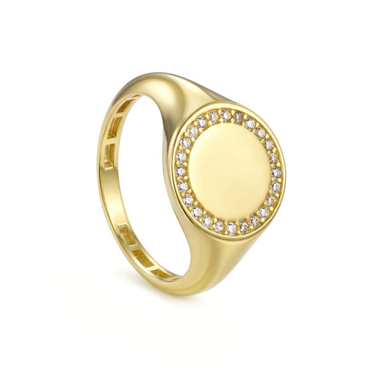 18K Gold Classic Circle-Halo Pinky Ring