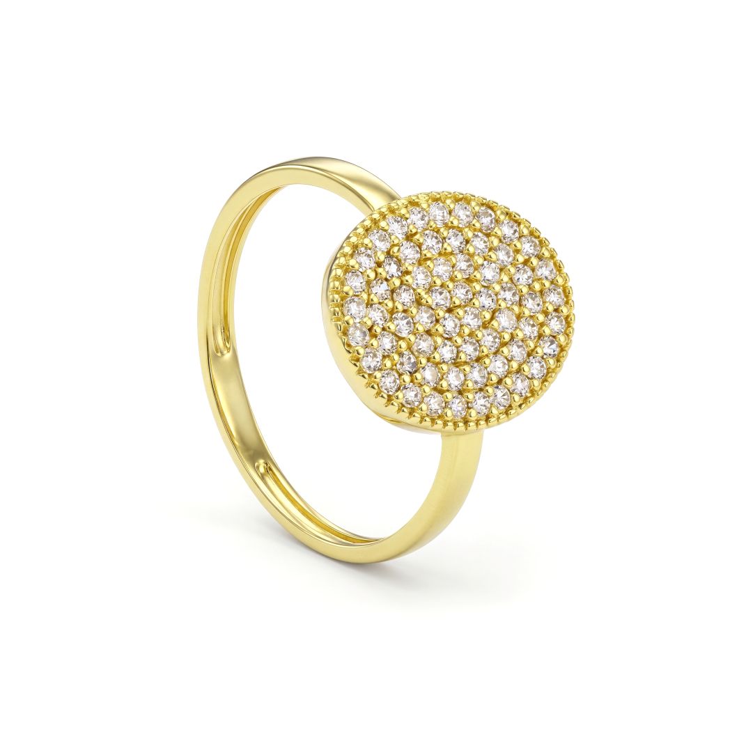 18K Gold Sparkling Medallion Ring