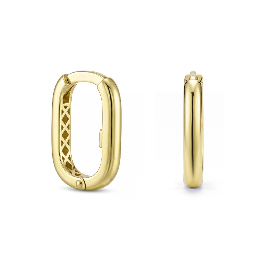 18K Gold Geometric Hoop Earrings