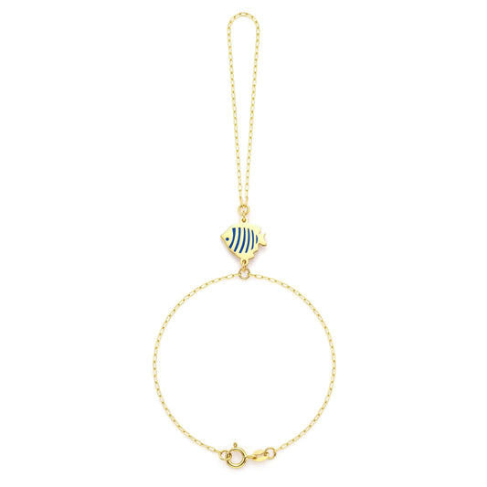 18K Gold Oceanic Fish Enamel Hand Chain