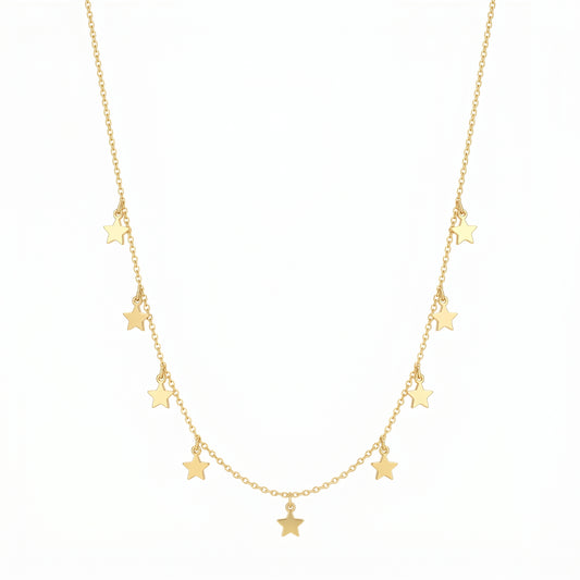 18K Solid Gold Star Charm Necklace