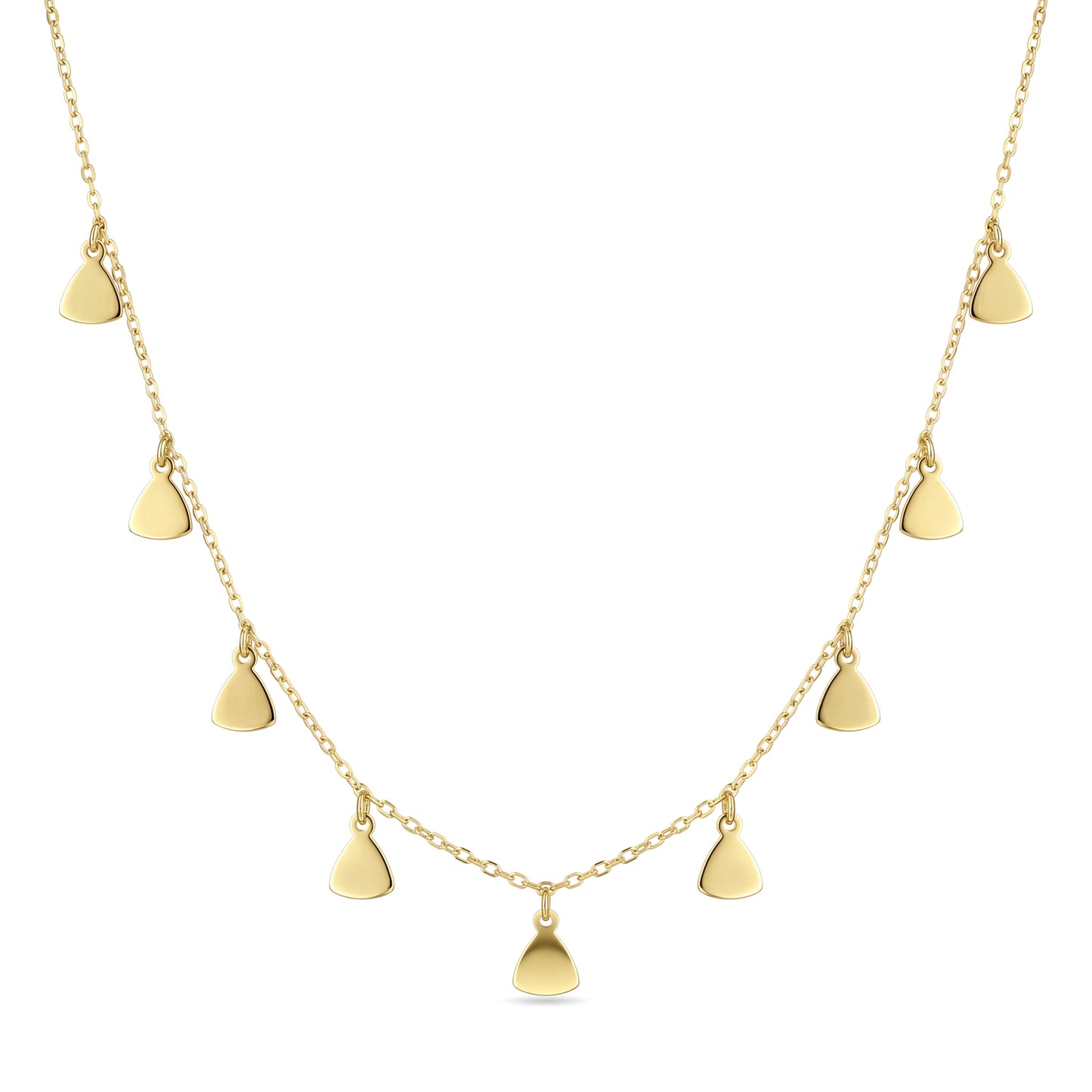 18K Solid Gold Multi-Fan Charm Necklace