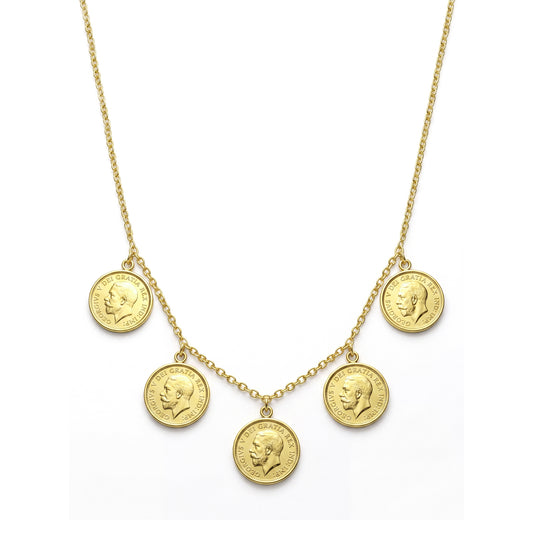 18K Gold Royal Coin Charm Necklace