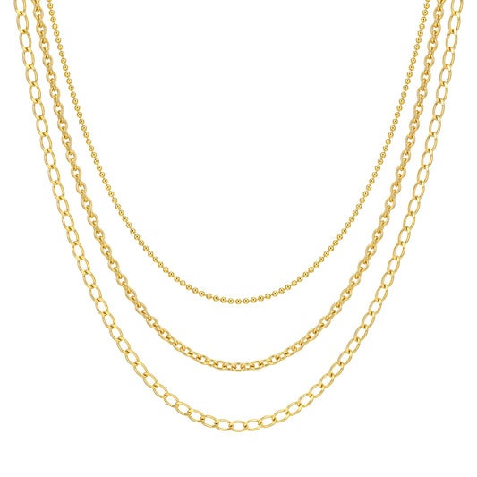 18K Gold Multi-Chain Summer Layered Necklace