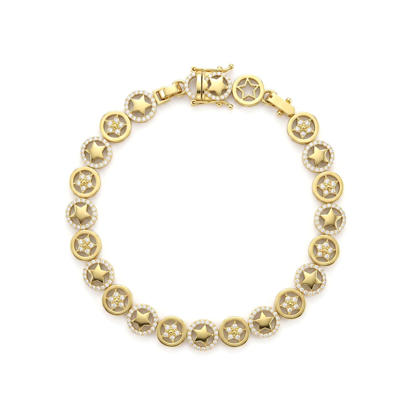 18K Gold Star Link Bracelet