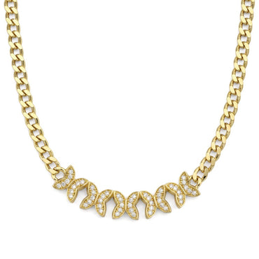 18K Gold Butterfly Curb Chain Jewelry Set