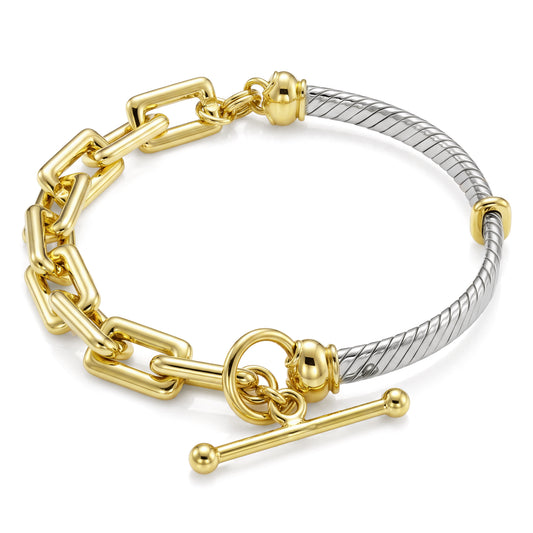 18K Two-Tone Mixed Gold Twisted Bangle