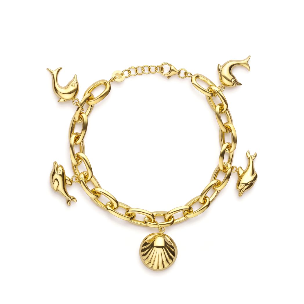 18K Gold Sea Life Charm Bracelet