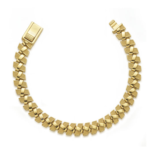 18K Textured Gold Interlink Bracelet