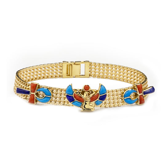 18K Solid Gold Pharaonic Bracelet
