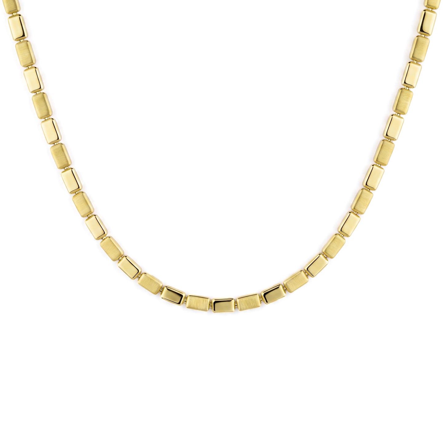 18K Modern Matte & Polished Link Necklace