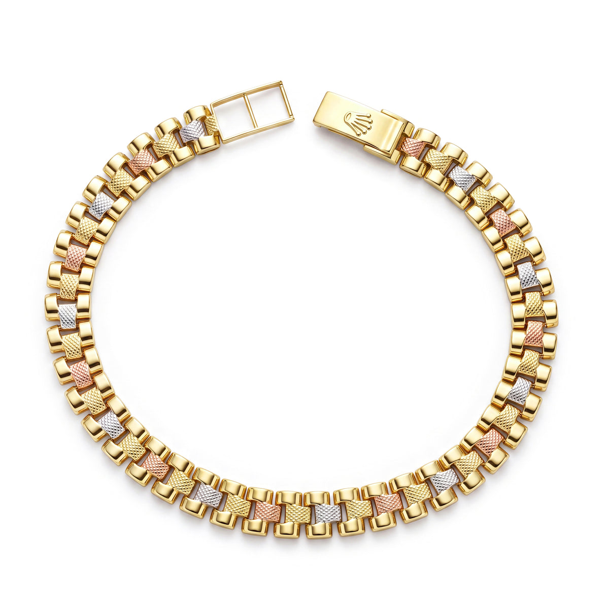 18K Gold Tri-Color Link Bracelet