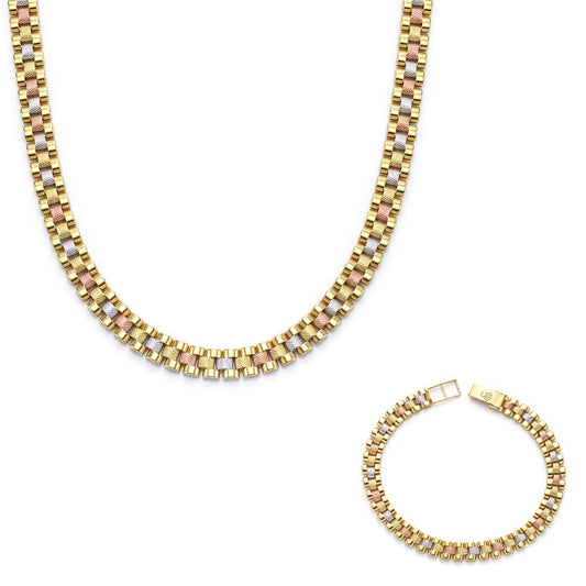 18K Tri-Color Gold Link Half Set
