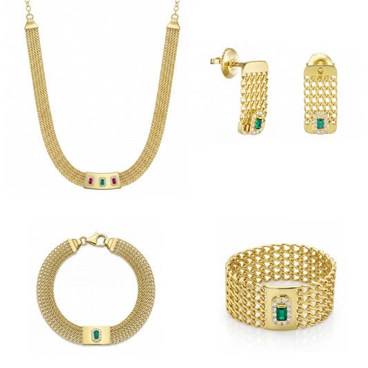 18K Gold Golden Mesh Sparkle full Set.