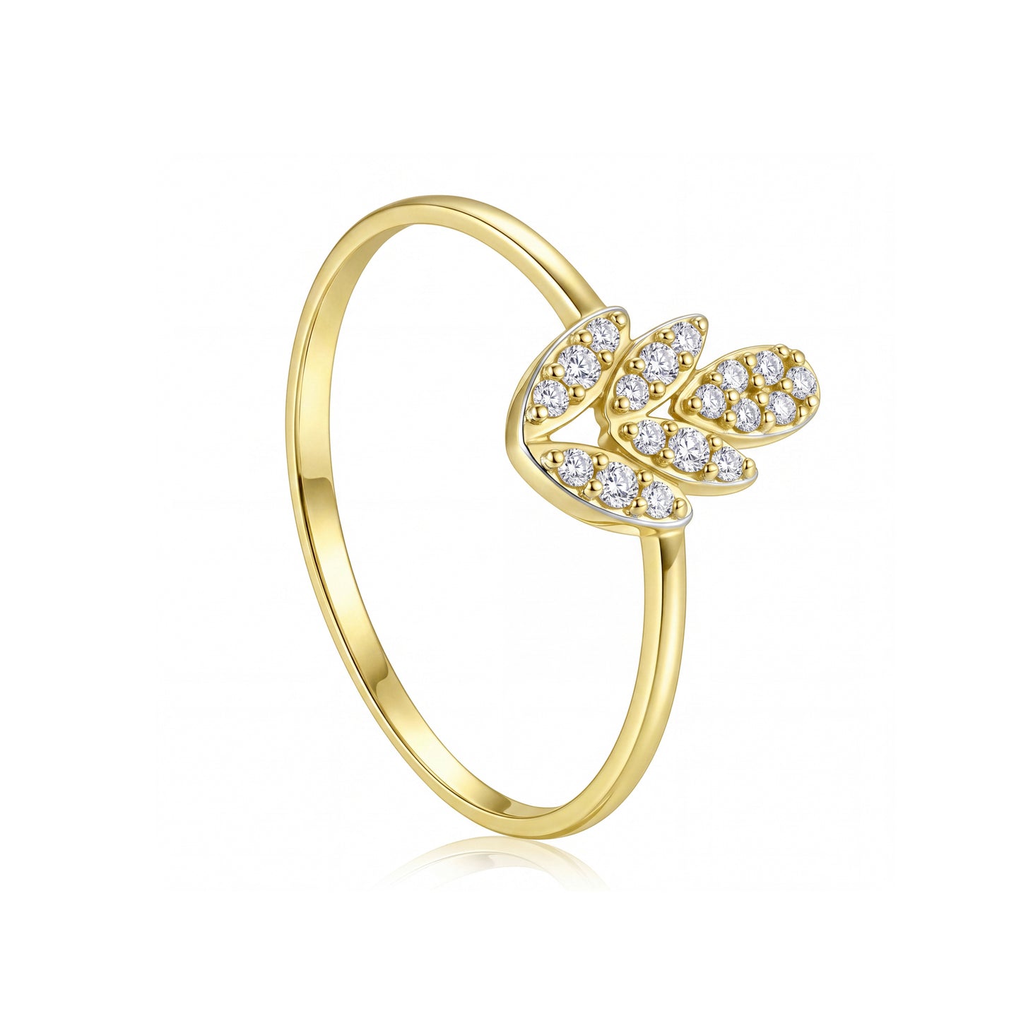 18K Gold and Zircon Leaf-Inspired Jewelry Set