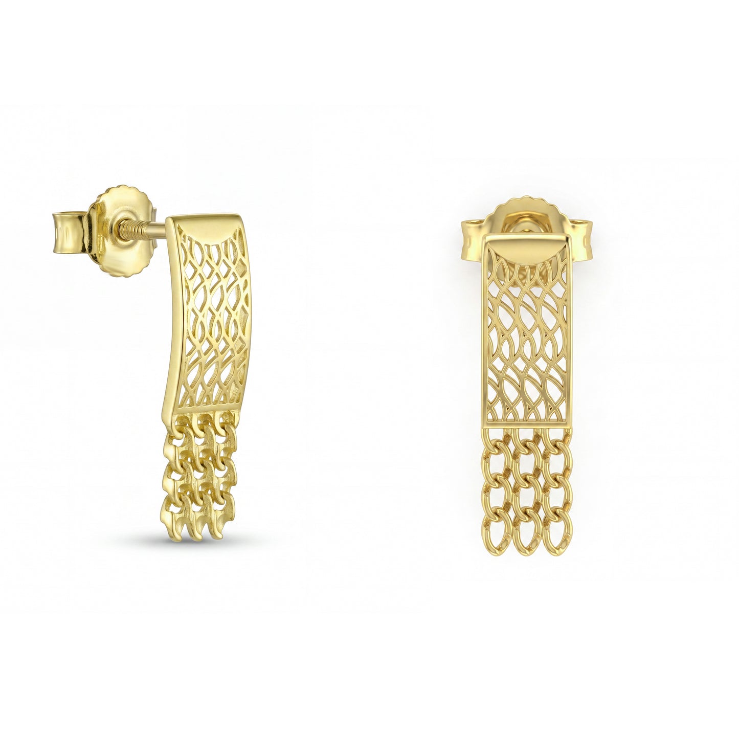 18K Solid Gold Mesh Link Full Set.