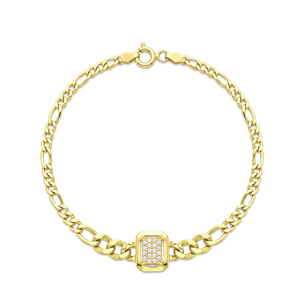 18K Square Baguette Zircon Gold Jewelry Set