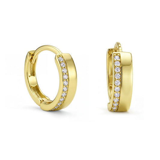 18K Gold Set Zircon Hoop Earrings