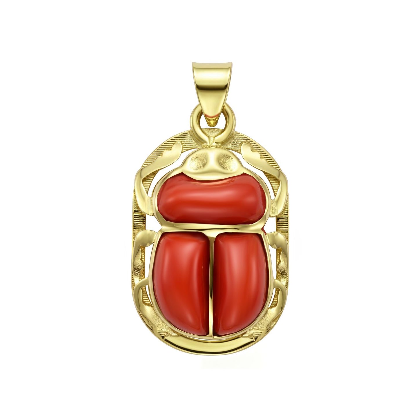18K Sacred Scarab Beetle Amulet Pendant