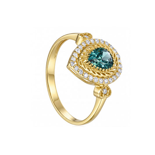 18K Gold Pear-Cut Aquamarine Ring