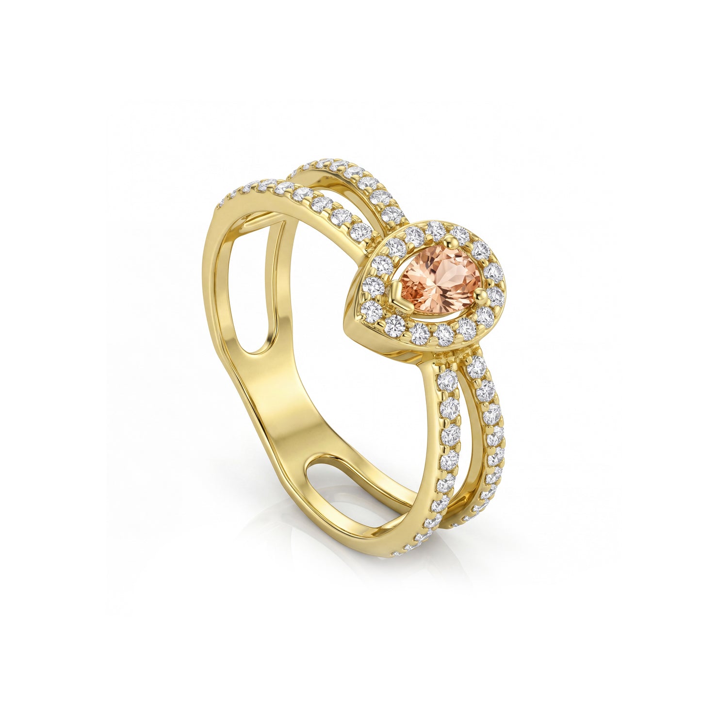 18K Gold Pear Morganite Ring