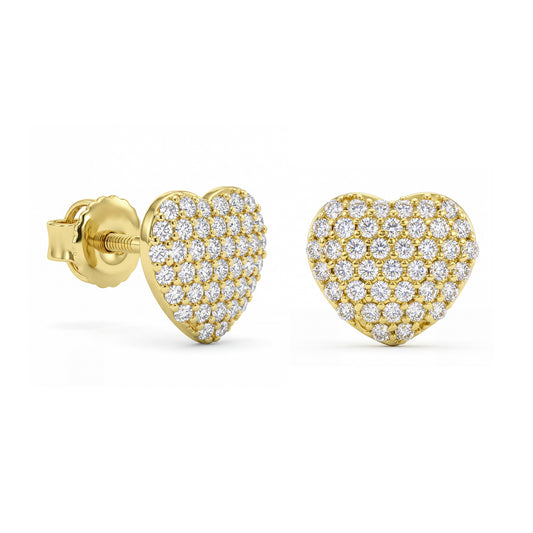 18K Gold Heart Stud Earrings